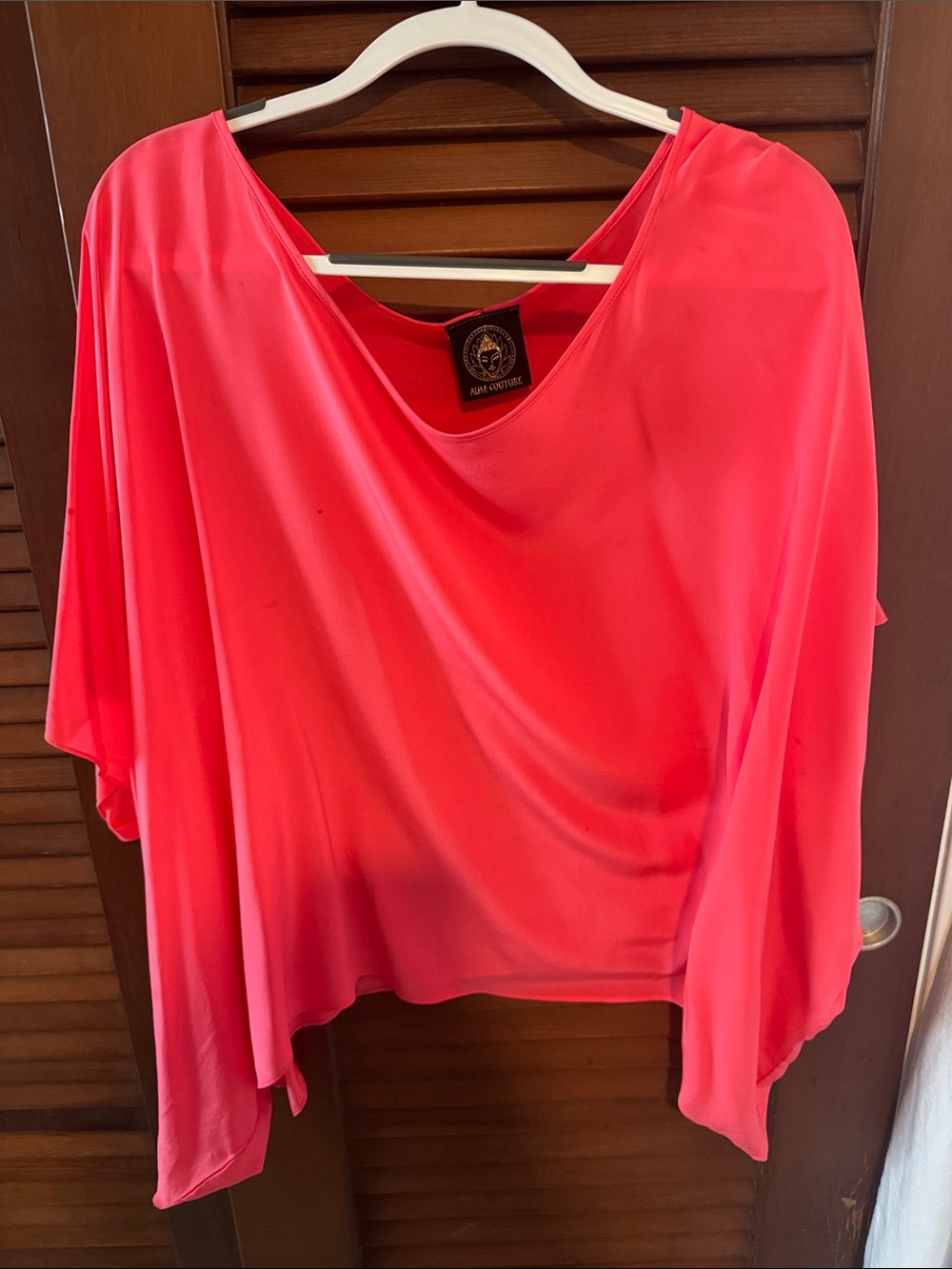 Women's Coral Pink Draped Short Sleeve Top